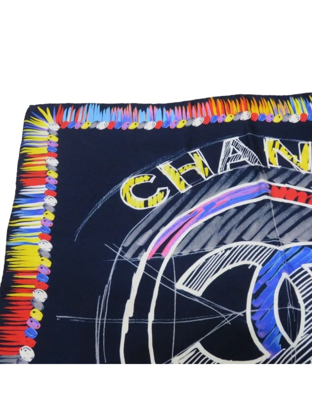 Chanel Scarf Silk Scarves Blue